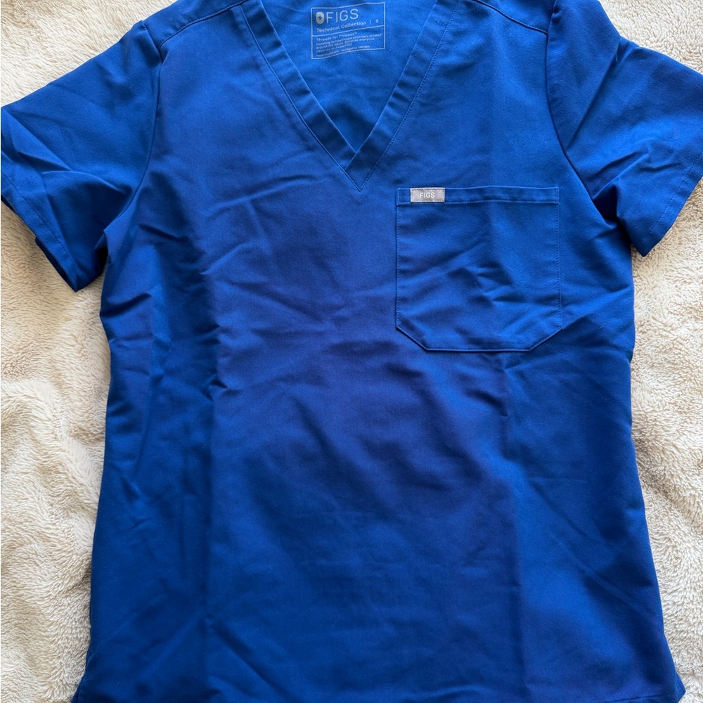 Figs S Electric Blue Catarina Scrub Top
